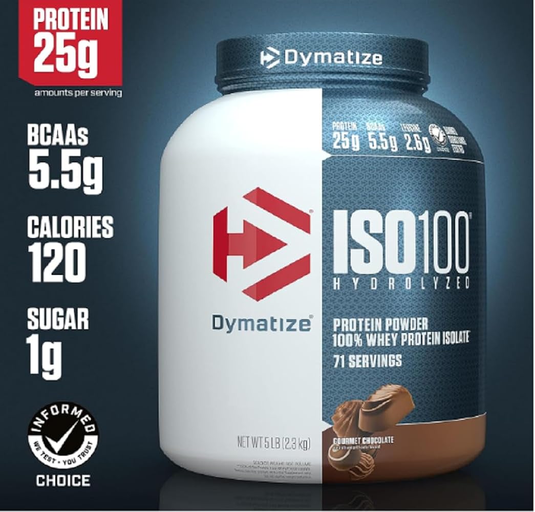 Dymatize Iso 100 Hydrolyzed Protein Powder 100% Whey Protein Isolate, Gourmet Chocolate, 2.3 Kg