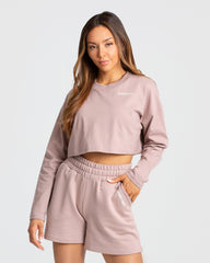 Comfort Oversized Cropped Long Sleeve T-Shirt | Taupe