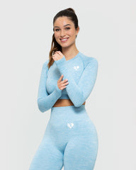 Move Seamless Long Sleeve Crop Top | Blue Marl