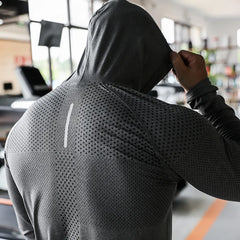 Mens Fitness Tracksuit Running Sport Hoodie Gym Joggers Hooded Outdoor Workout Athletic Clothing Muscle Training Sweatshirt Tops