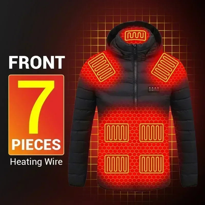 Men 21 Areas Heated Jacket USB Winter Outdoor Electric Heating Jackets Warm Sprots Thermal Coat Clothing Heatable Cotton Jacket